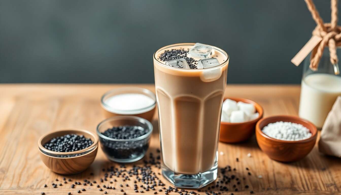 Recette : latte au sésame noir glacé