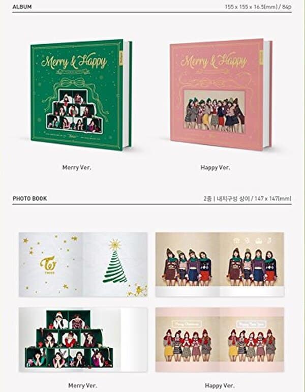 TWICE 1st Repackage Album - Merry & Happy [ MERRY Ver. ] CD + Photo book + Photo card + Post card + Sticker + FREE GIFT / K-pop Sealed