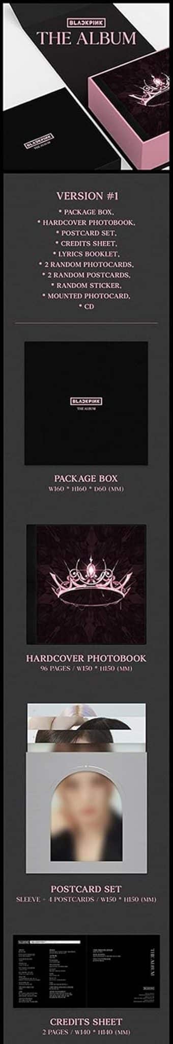 Blackpink - The Album [Ver. 1+2+3+4 Full Set] (1st Full Album) [Pre Order] 4CD+4Photobook+Others with Tracking Code, Extra Decorative Sticker Set, Photocard Set