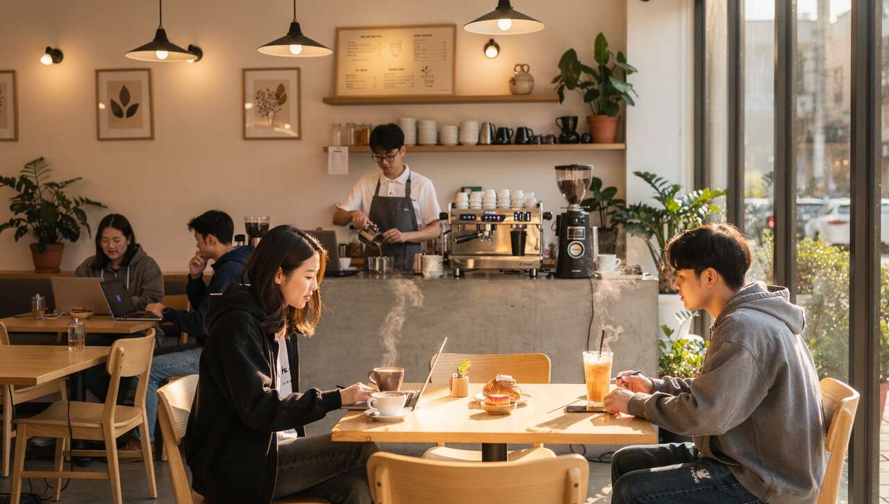 Les caf&eacute;s tendance de hongdae