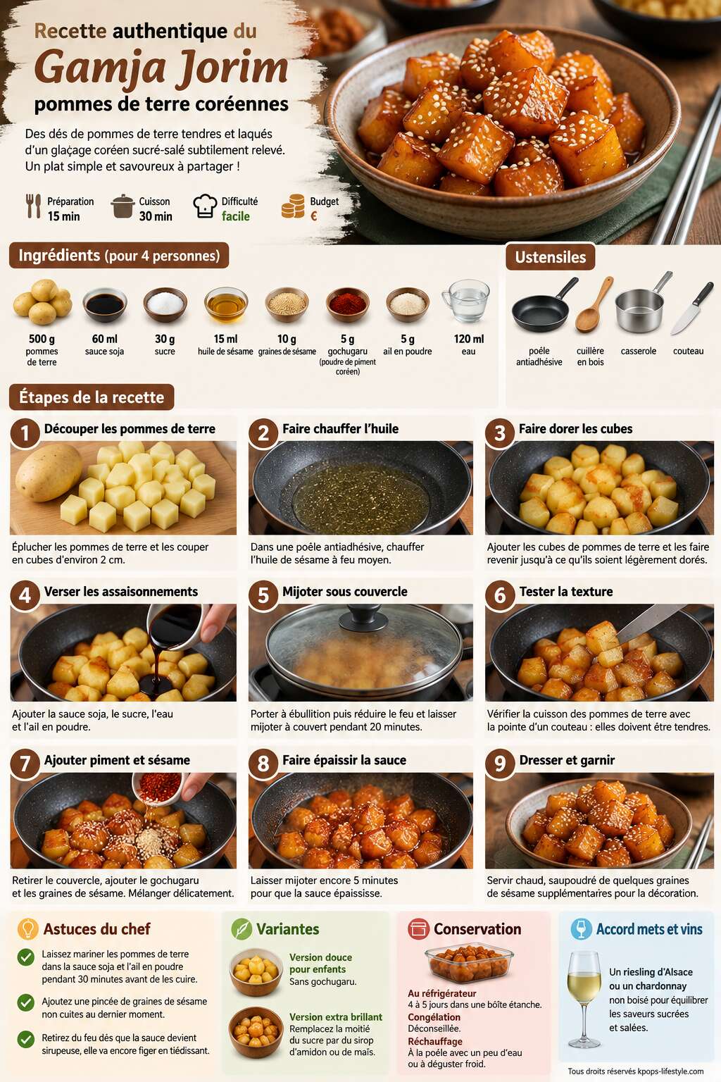 Fiche recette Recette authentique du Gamja Jorim, pommes de terre coréennes Fiche recette Recette authentique du Gamja Jorim, pommes de terre coréennes
