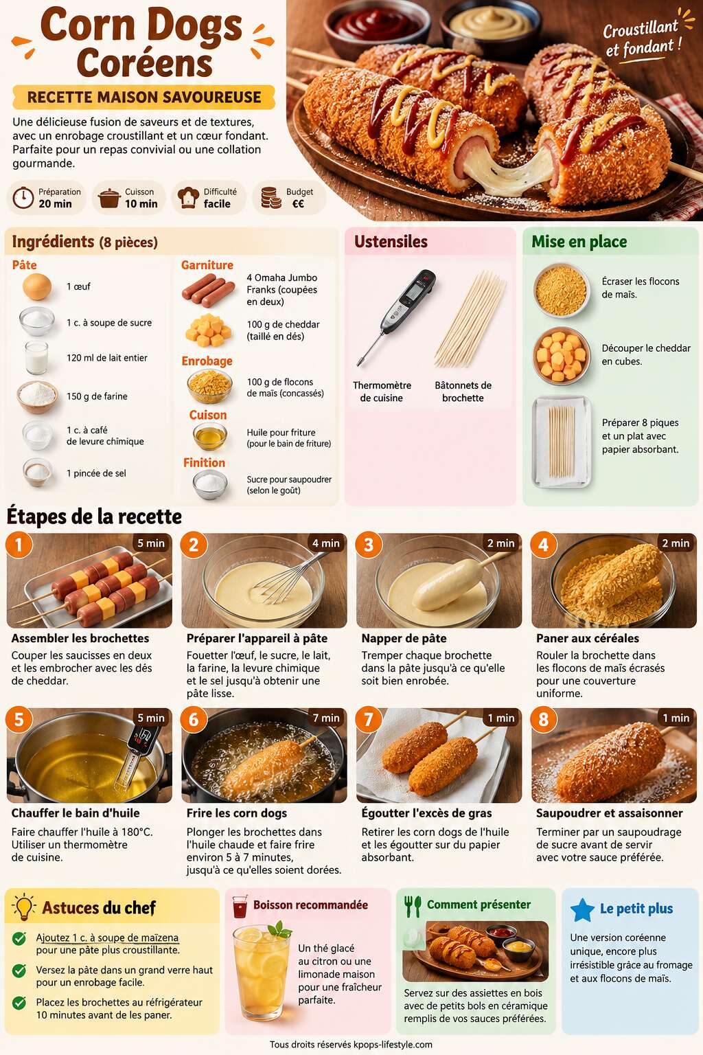 Fiche recette Corn Dogs Coréens : recette Maison вsavoureuse Fiche recette Corn Dogs Coréens : recette Maison вsavoureuse