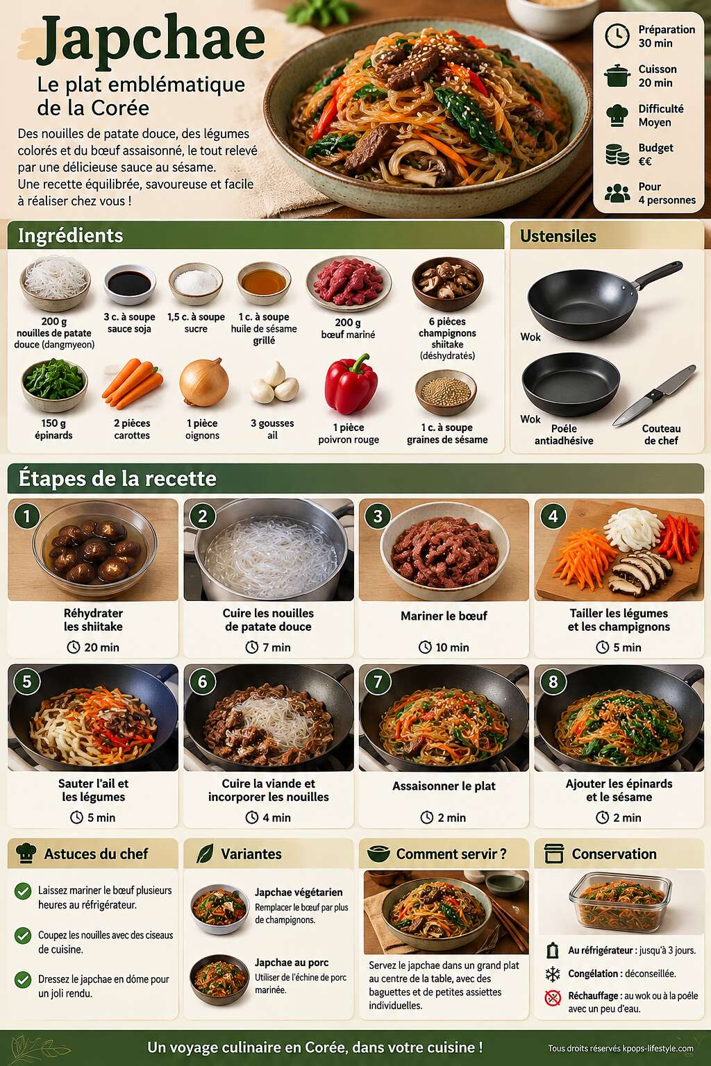Fiche recette Recette authentique du Japchae coréen : comment préparer ce plat délicieux ? Fiche recette Recette authentique du Japchae coréen : comment préparer ce plat délicieux ?