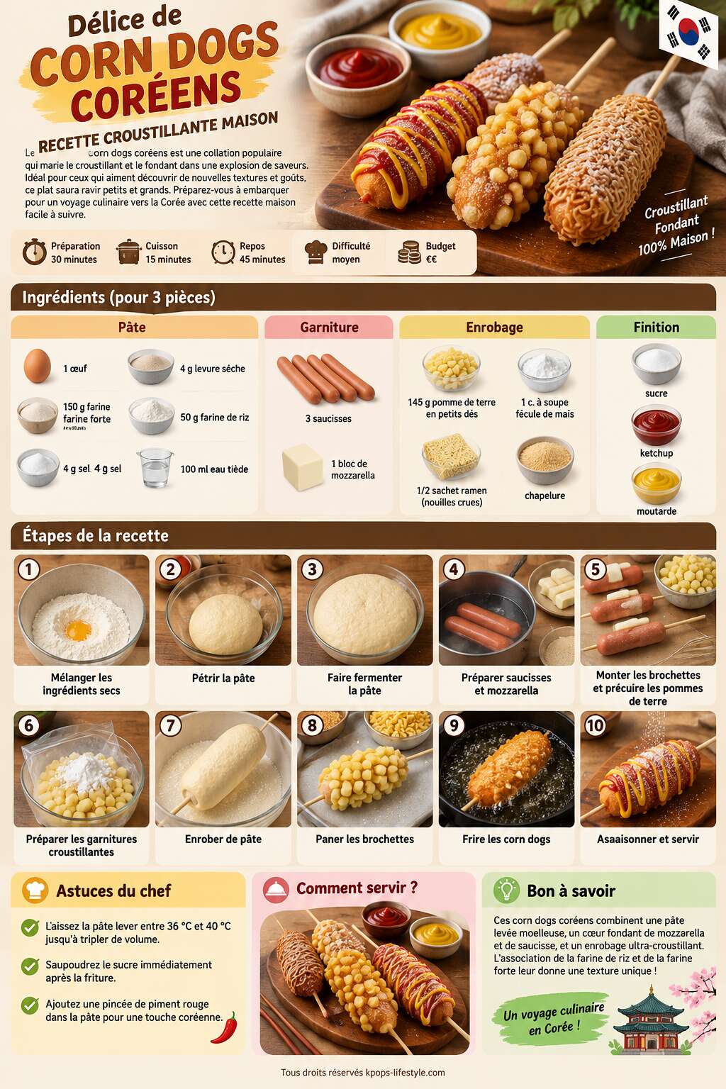 Fiche recette Délice de corn dogs coréens : recette croustillante maison Fiche recette Délice de corn dogs coréens : recette croustillante maison
