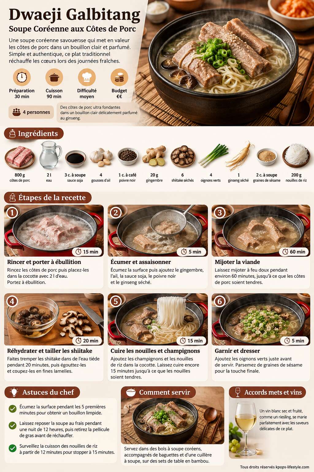 Fiche recette Recette Dwaeji Galbitang : soupe Coréenne aux Côtes de Porc Fiche recette Recette Dwaeji Galbitang : soupe Coréenne aux Côtes de Porc